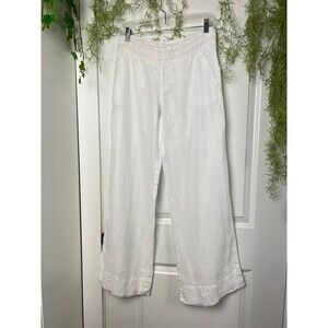 armani exchange 100% white linein wide leg casual pants size 2